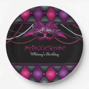 Maskerade-, rosa u. SchwarzesParty 9 Pappteller
