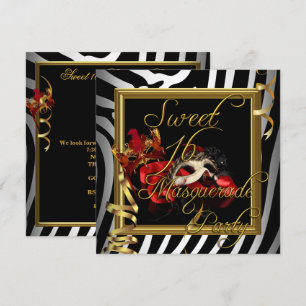 Maskerade Sweet 16 Sweet Sixteen Zebra Rot Einladung