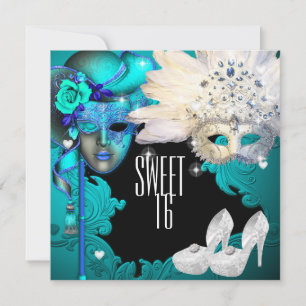 Maskerade, Sweet Sixteen, Quinceanera-Einladung Einladung
