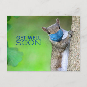 Maskierte Eichhörnchen-Grüße zur Genesung Postkart Postkarte
