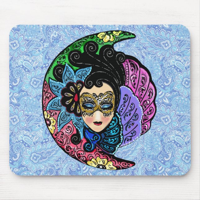 Maskierte Frau und Halbmond Mousepad (Vorne)