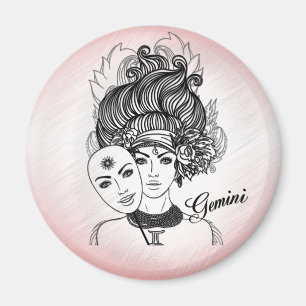 Maskierte Lady Gemini Zodiac Symbol und Zeichen Magnet