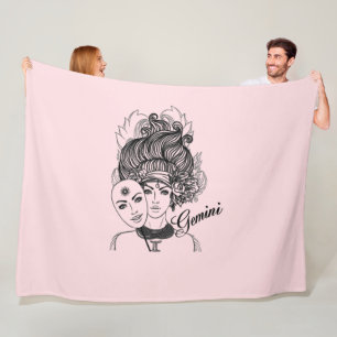 Maskierte Lady Gemini Zodiac Symbol und Zeichen Ro Fleecedecke