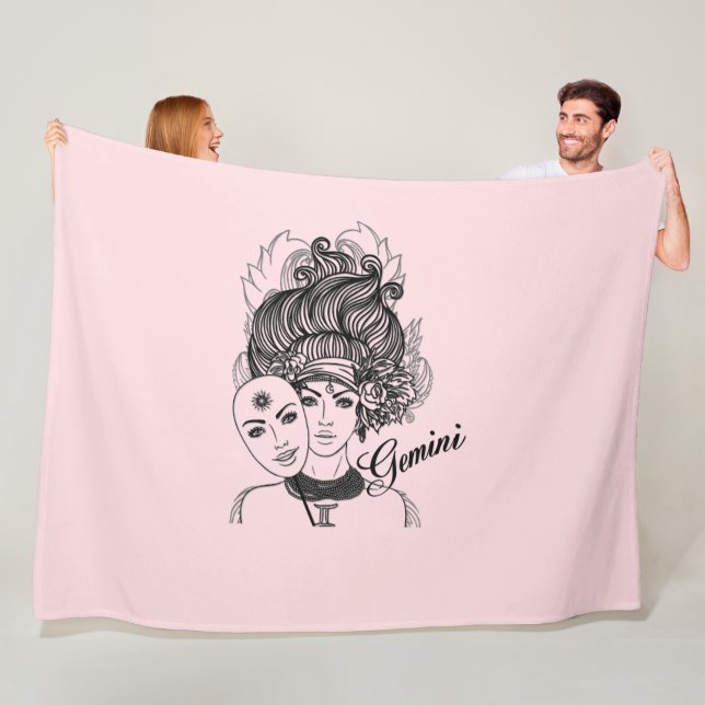 Maskierte Lady Gemini Zodiac Symbol und Zeichen Ro Fleecedecke (Beispiel)