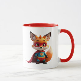 Maskierter Superheldenfuchs mit rotem Umhang. Tasse