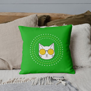 Maskottchen-Katze-Sonnenbrille Gelb Weiß Punkte au Kissen