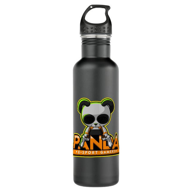 Maskottchen Panda esport Edelstahlflasche (Vorderseite)