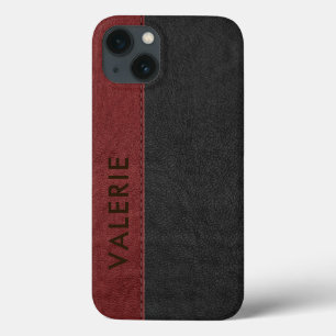 Maskulinarisches Schwarz/Rot Vintage Imitate Leder Case-Mate iPhone Hülle