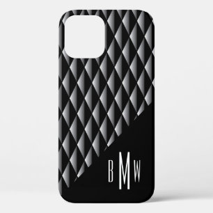 Maskuline Geometrisches Muster Mit Monogramm Black Case-Mate iPhone Hülle