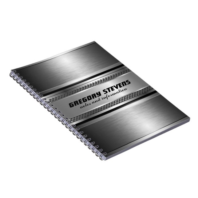 Maskuline Imitate Silver Stripes Design monogramie Notizblock (Rechte Seite)