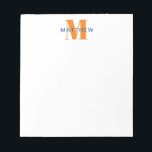 Maskuline Initial/Name Monogramm Orange und Blau Notizblock<br><div class="desc">Personalisieren Sie dieses Notizblock für sich selbst oder als Geschenk! Fügen Sie Ihren Namen mithilfe des einfachen Vorlagenformulars hinzu. Wählen Sie "Weiter anpassen",  um Schriftart oder Farben zu ändern.</div>