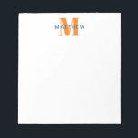 Maskuline Initial/Name Monogramm Orange und Blau Notizblock<br><div class="desc">Personalisieren Sie dieses Notizblock für sich selbst oder als Geschenk! Fügen Sie Ihren Namen mithilfe des einfachen Vorlagenformulars hinzu. Wählen Sie "Weiter anpassen",  um Schriftart oder Farben zu ändern.</div>
