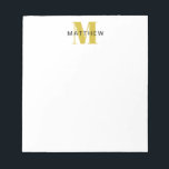 Maskuline Initial/Name Monogramm Schwarz und Gold Notizblock<br><div class="desc">Personalisieren Sie dieses Notizblock für sich selbst oder als Geschenk! Fügen Sie Ihren Namen mithilfe des einfachen Vorlagenformulars hinzu. Wählen Sie "Weiter anpassen",  um Schriftart oder Farben zu ändern.</div>