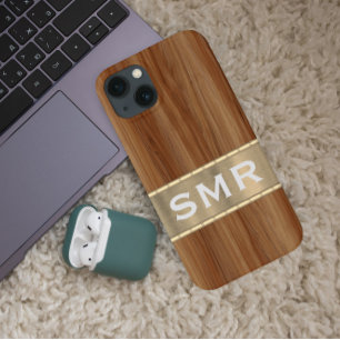 Maskuline Metall-Holz-Look Monogram-Initials Case- Case-Mate iPhone Hülle