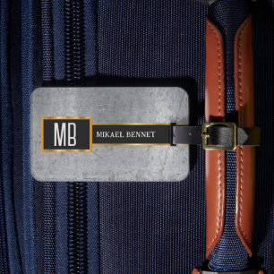 Maskuline Monogram Führungskraft Style - Silbermet Gepäckanhänger