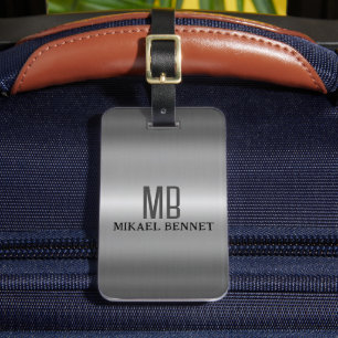 Maskuline Monogram Führungskraft Style - Silbermet Gepäckanhänger