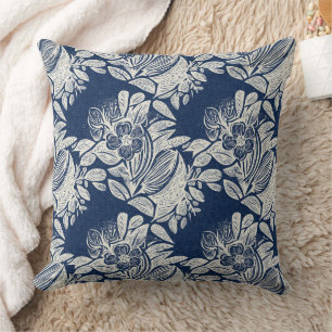 Maskuline Navy Blauer Effekt Indigofloral überall Kissen