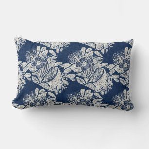 Maskuline Navy Blauer Effekt Indigofloral überall Lendenkissen