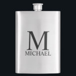 Maskuline Personalisierte Monogramm und Name Flask Flachmann<br><div class="desc">Personalisiert Monogram und Name Gift verfügen über personalisierte Monogramm und Namen im schwarzen klassischen Serif-Schriftart-Stil auf weißem Hintergrund. Perfekt als Urlaubsgeschenk,  Vatertagsgeschenk,  Wiedersehen-Favoriten,  Dankeschön für Trauzeugen und Geschenk für alle besondere Anlässe.</div>