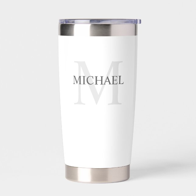 Maskuline Personalisierte Monogramm und Name Thermobecher (Links)