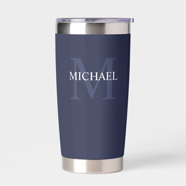 Maskuline Personalisierte Monogramm und Name Thermobecher (Links)