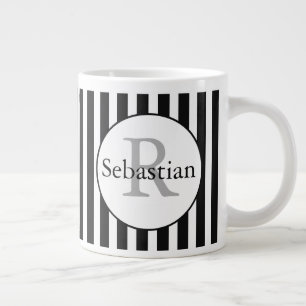 Maskuline Schwarz Streifen Personalisiert Mit Mono Jumbo-Tasse