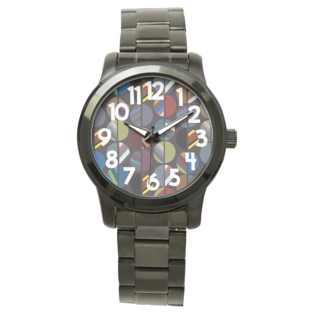 Maskuline Streifen Oval Halves Armbanduhr (Vorderseite)