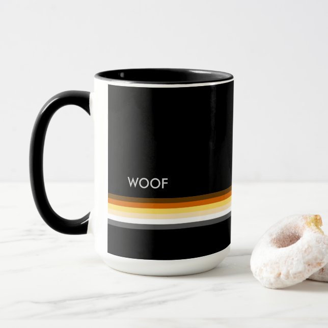 Maskuline und stilvolle Gay Bears Flag WOOF Tasse (Mit Donut)