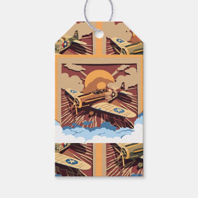 Maskulinisches Flugzeug des Vintagen Krieges Geschenkanhänger (Vorderseite)