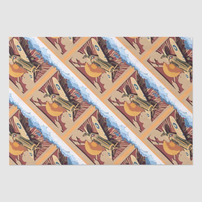 Maskulinisches Flugzeug des Vintagen Krieges Seidenpapier (Vorderseite)