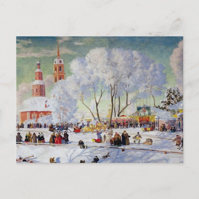 Maslanitsa - Butterwochen-Winterurlaub Feiertagspostkarte (Vorderseite)