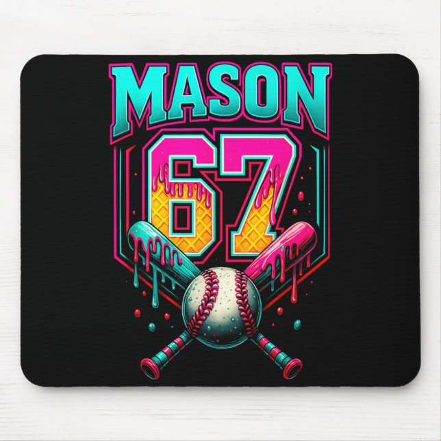 Mason 67 Funny Ice Cream Drip Baseball Ice Cream D Mousepad (Vorne)