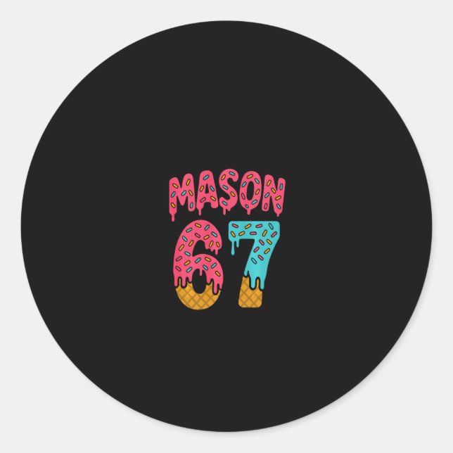 Mason 67 Ice Cream Meme Funny Six Seven (on Ck) Pu Runder Aufkleber (Vorderseite)