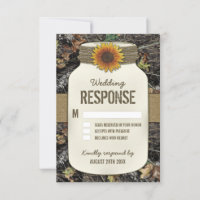 Mason de tournesol Jar Camo Wedding Cartes RSVP