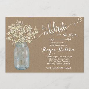 Mason-Glas-Babys-Breath-Brautjungfer-Einladung Einladung