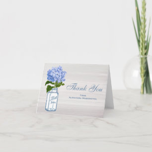 Mason Glas Blaue Hortensie Grau Danke