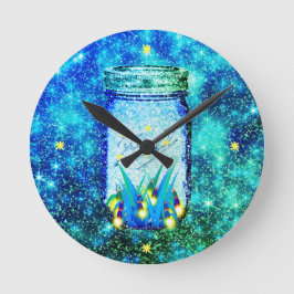 Mason-Glas-Blitzfehler glühend glühend Runde Wanduhr