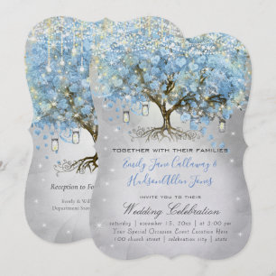 Mason-Glas Blue Silber Herz Blatt Baum Feenlichter Einladung