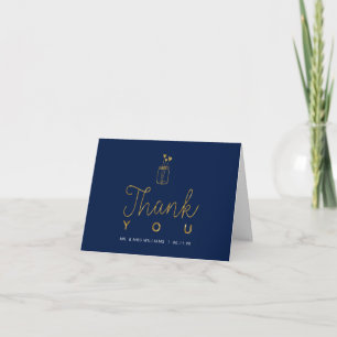 Mason-Glas, Gold & Navy Paare Hochzeits-Dankeschön Dankeskarte