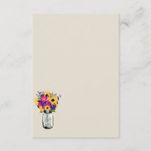 Mason-Glas-Margeriten und Sonnenblumen   Platzkart Einladung