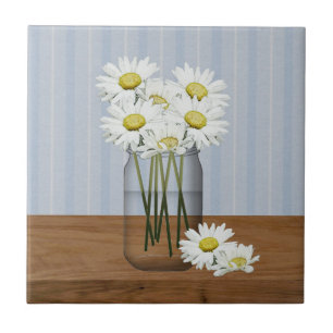 Mason-Glas mit Gänseblümchen-Kachel Fliese