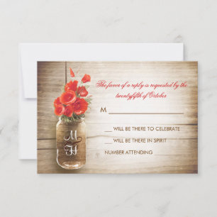 Mason-Glas & rote Blumen Hochzeits-RSVP-Karte RSVP Karte