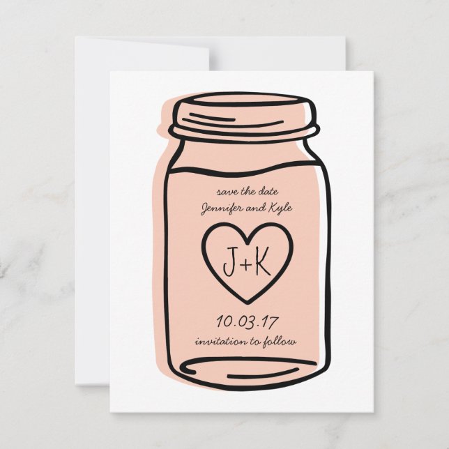Mason-Glas Save-the-Date - rosa Save The Date (Vorderseite)