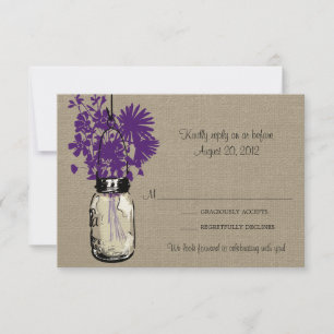 Mason-Glas & Wildblumen Jute-RSVP-Karte RSVP Karte