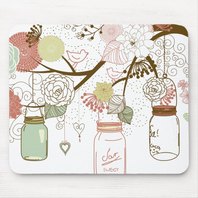 Mason Gläser und hübsche Blumen Mousepad (Vorne)