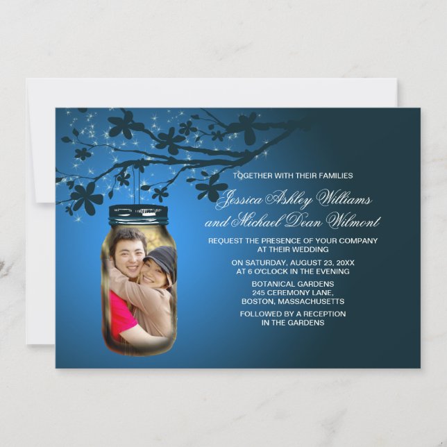 Mason Jar Abend Einladung zur Hochzeit im Freien (Vorderseite)