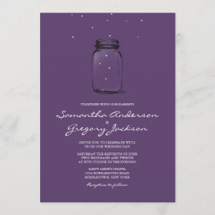 Mason Jar aux lucioles Faire-part de mariage viole