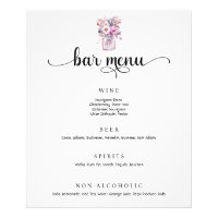 Mason Jar avec Fleurs Mariage Bar Menu Poster