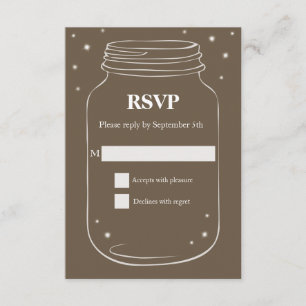 Mason Jar avec lucioles Mariage RSVP Brown