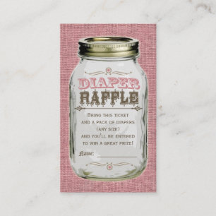 Mason Jar Baby Girl Pink Diaper Raffel Ticket Begleitkarte